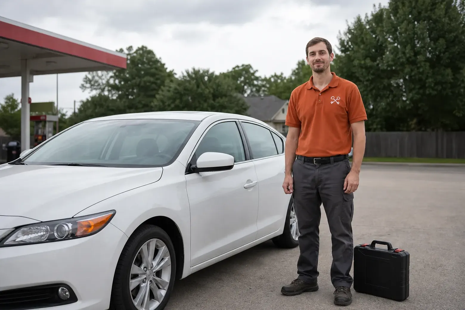Locksmith opening a locked car door in Keller, TX