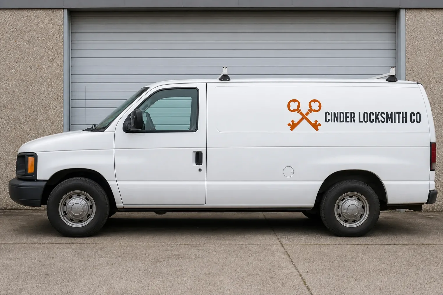 The Cinder Locksmith Co service vehicle, stocked for lockouts and key cutting in Keller, TX